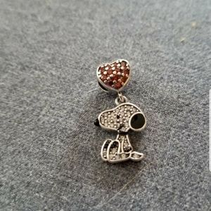 Sterling silver CZ Snoopy peanuts dangle charm